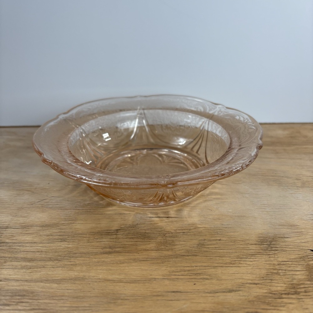 Vintage Pink Depression Glass Bowl - Royal Lace by Hazel Atlas 6.5 inch